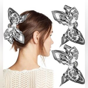 New Black and White Bandana Hair Bow